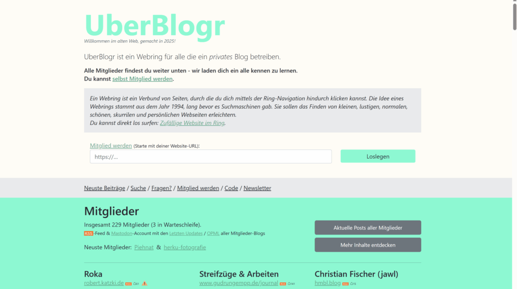 UberBlogr Homepage
