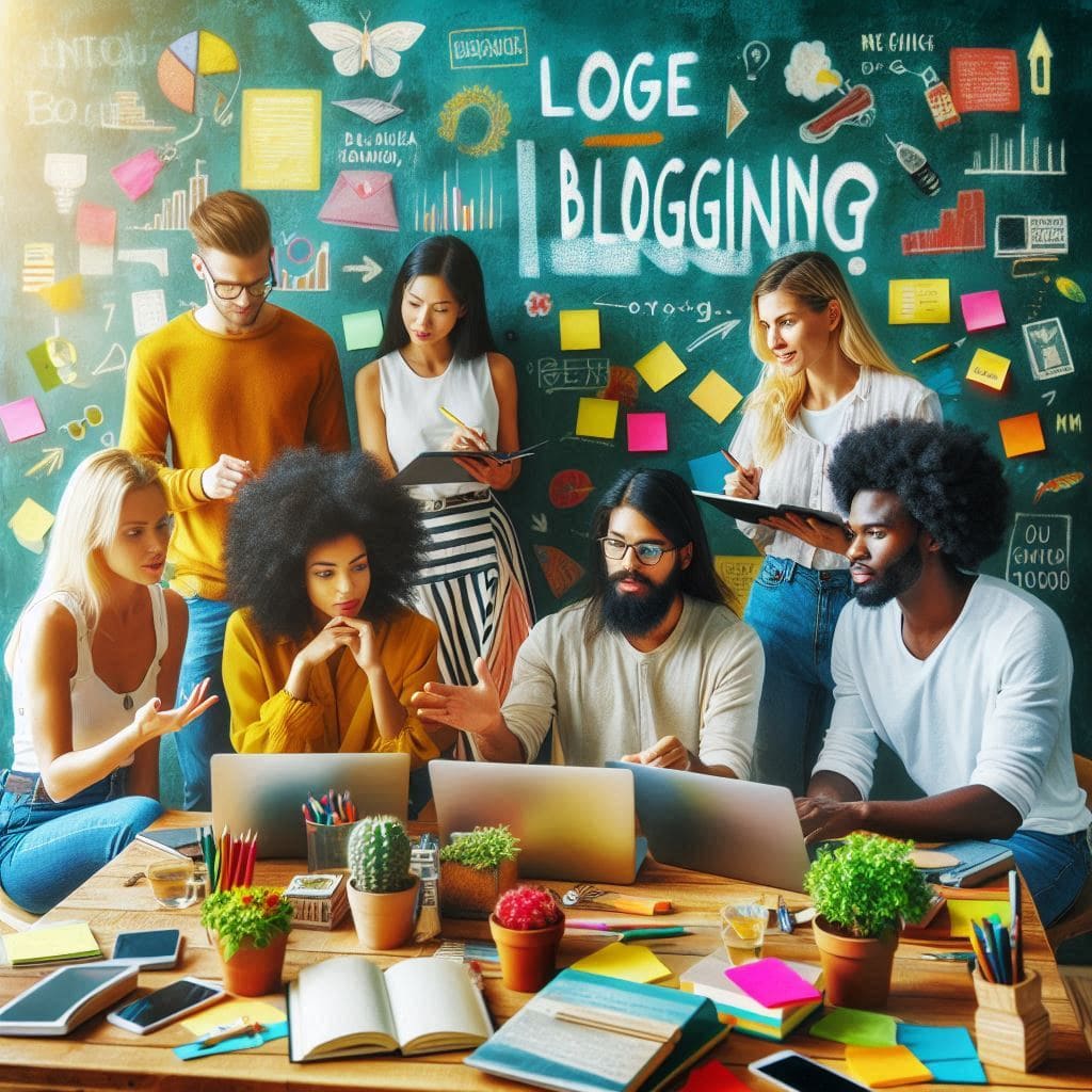 gruppe prsonen beim bloggen lernen 