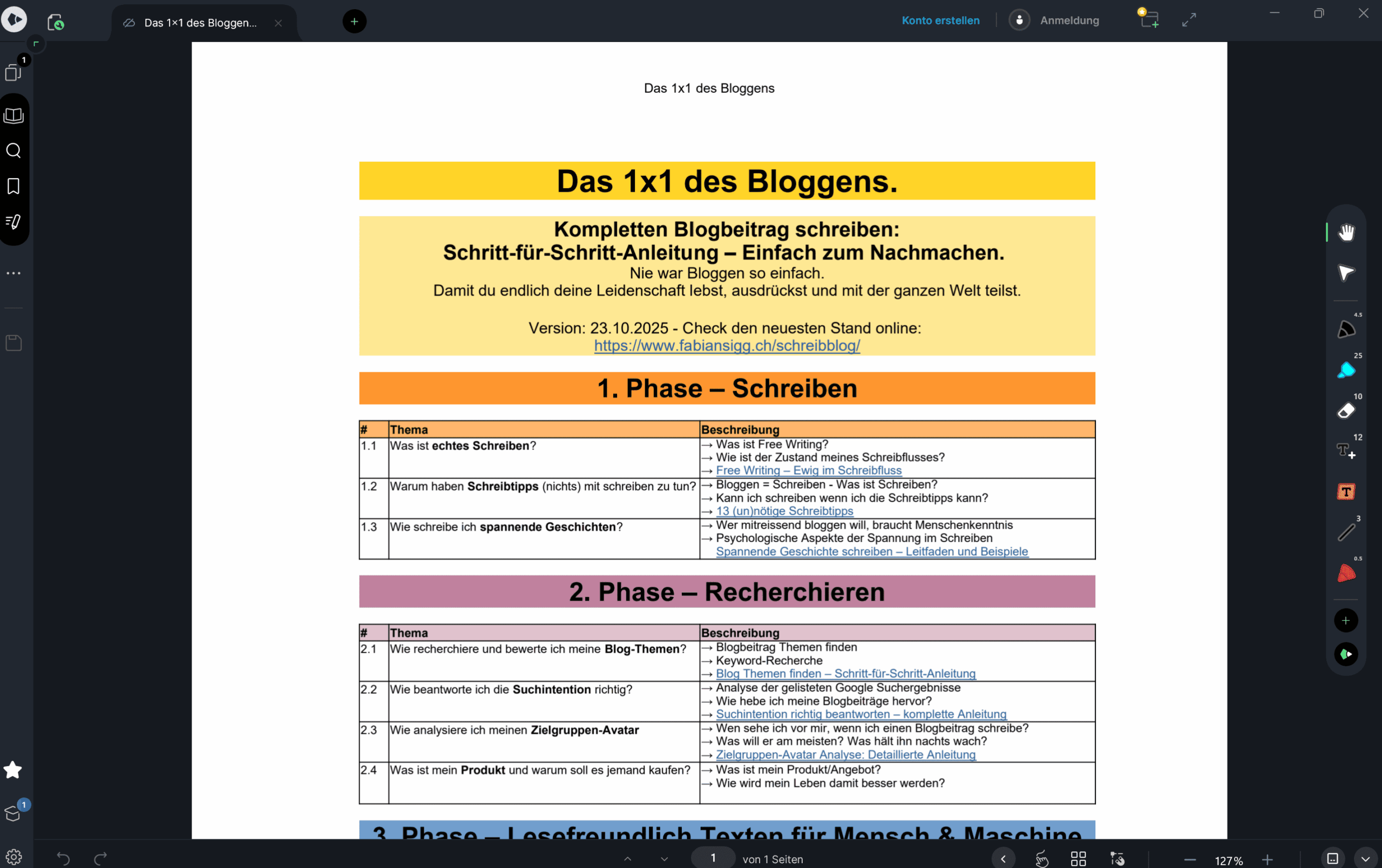 Vorschau das 1x1 des Bloggens