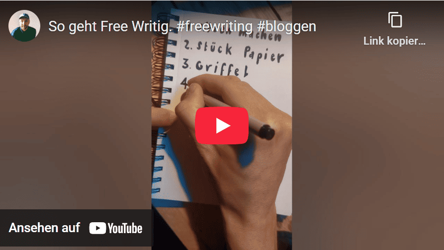 Vorschau Video Anleitung Free Writing